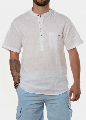 White mandarin shirt w/ short sleeve