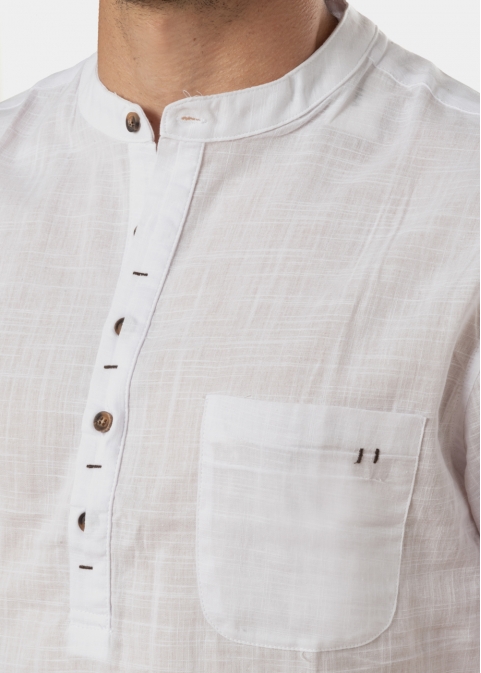 White mandarin shirt w/ short sleeve