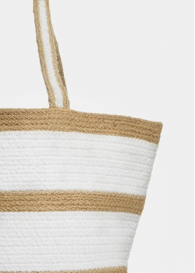 Big Jute & Cotton Striped Beach Bag 