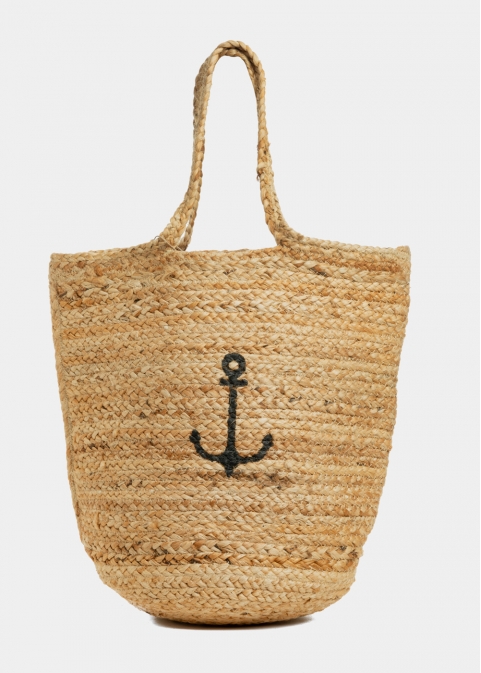 Jute Beach Bag w/ Anchor Design