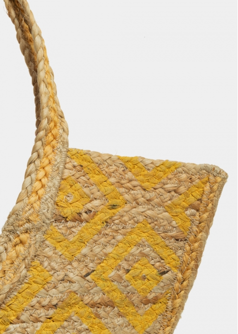 Big Jute Beach Bag w/ Yellow Design