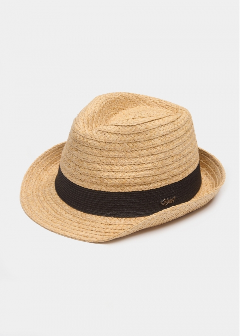 Raffia Fedora with Black Detail