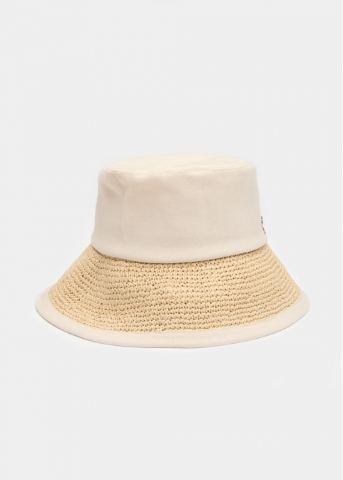 Ecru Bucket Cotton & Straw Hat 