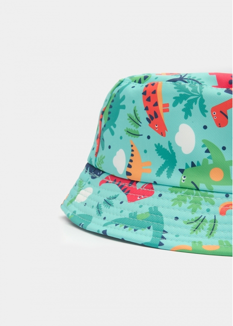 Kids Bucket Hat Double Face w/ Dino Pattern 