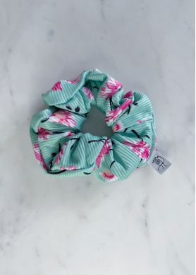 Rib Floral Scrunchie Mint