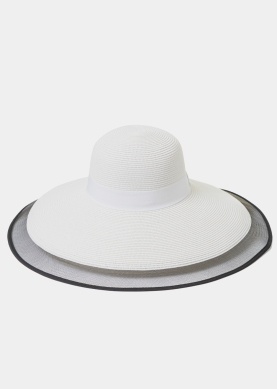 White Straw Hat w/ Black Details