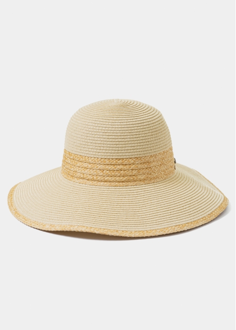 Handmade Beige Hat w/ Raffia Details  