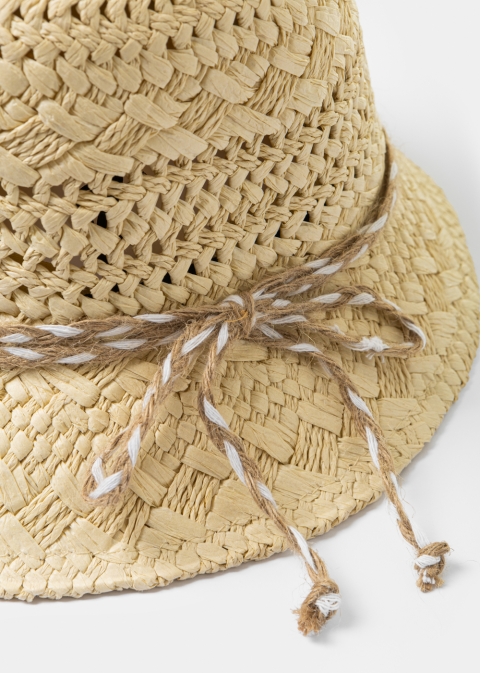Beige Handmade Braided Hat
