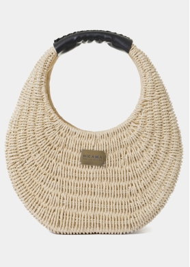 Oval Knitted Bag w/ Black Leatherette Handle
