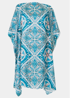 Butterfly Satin Dress w/ Tiles Pattern