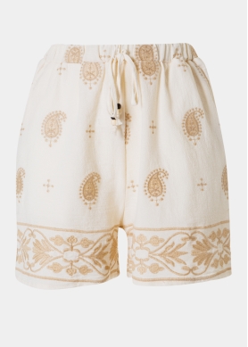 Beige Shorts w/ Embroidered Details
