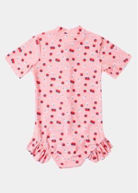 Girls One-Piece Swimsuit w/ Strawberries Print
