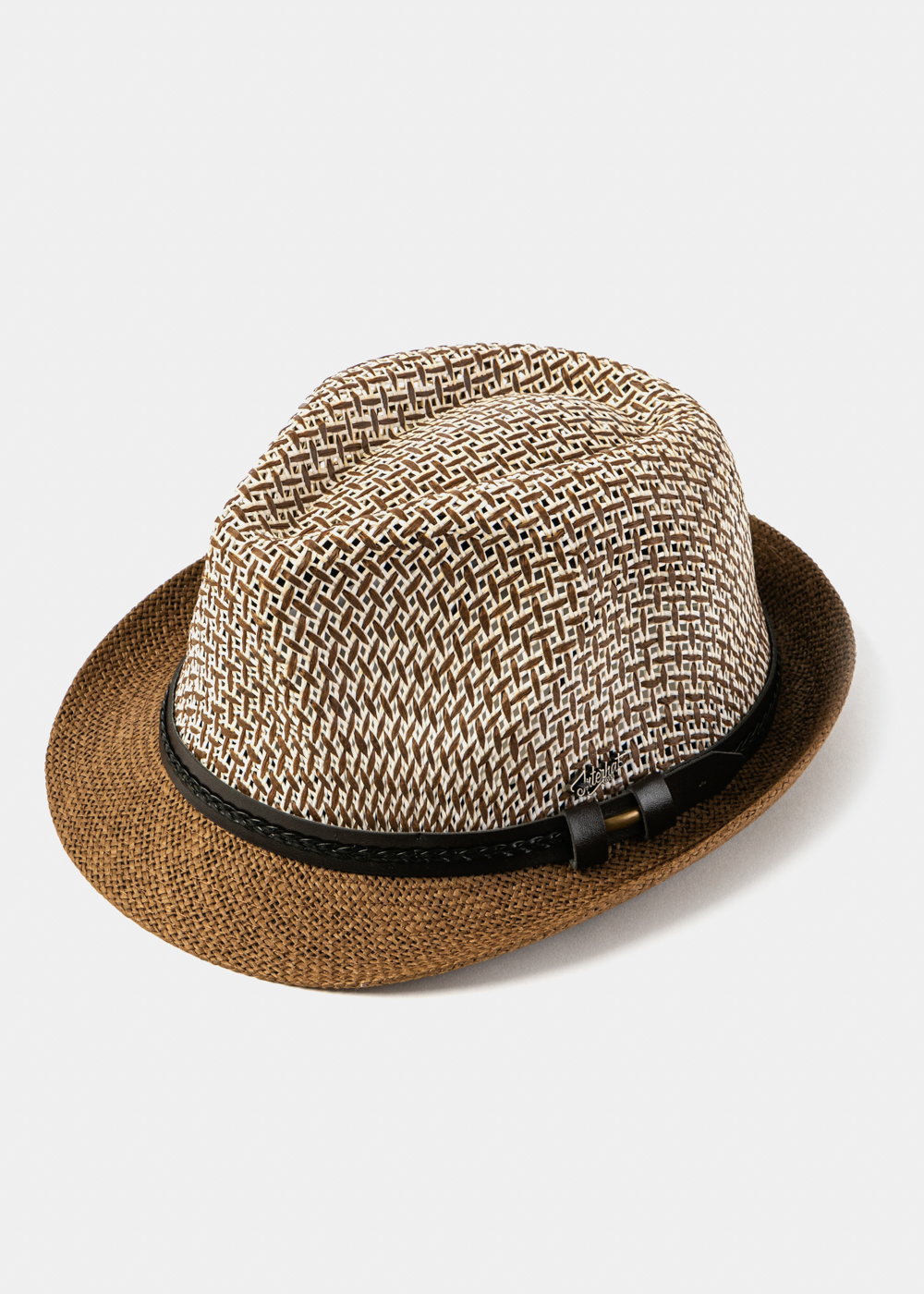 Brown Fedora Hat w/ Brown Leatherette Belt