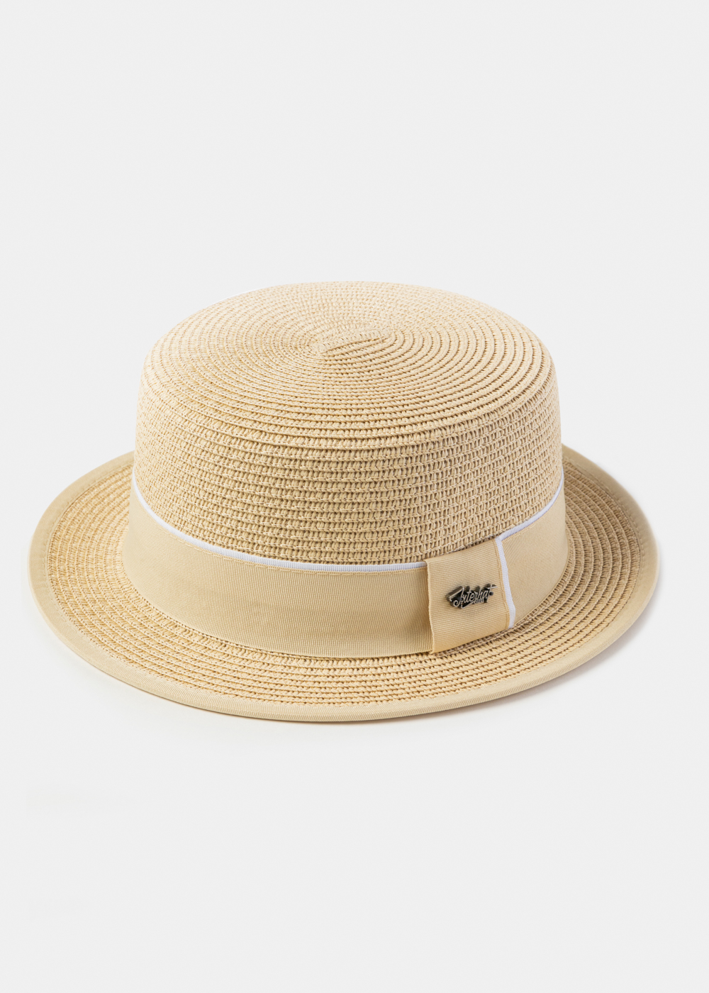 Beige Boater Hat