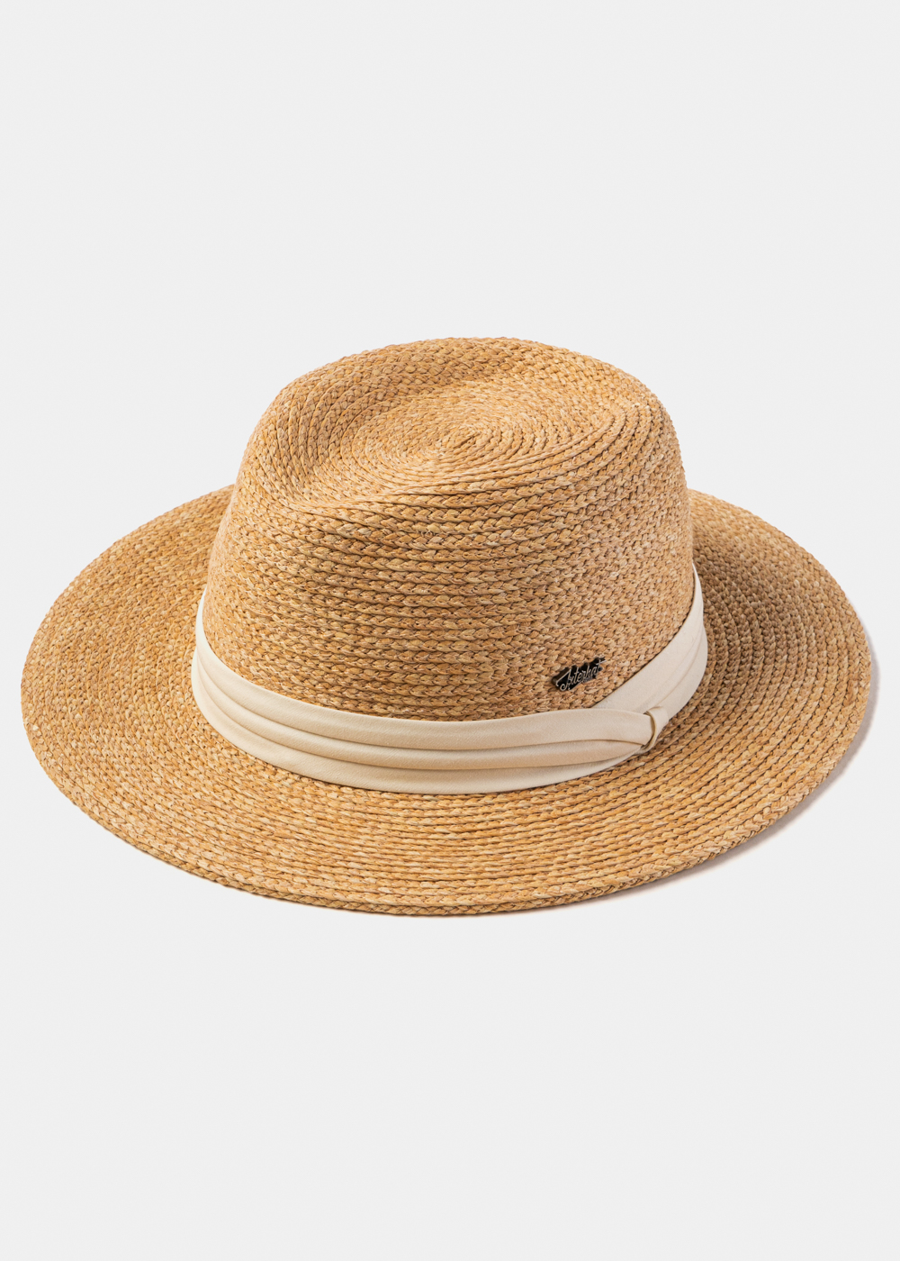 Natural Raffia Panama Style Hat w/ Beige Hatband