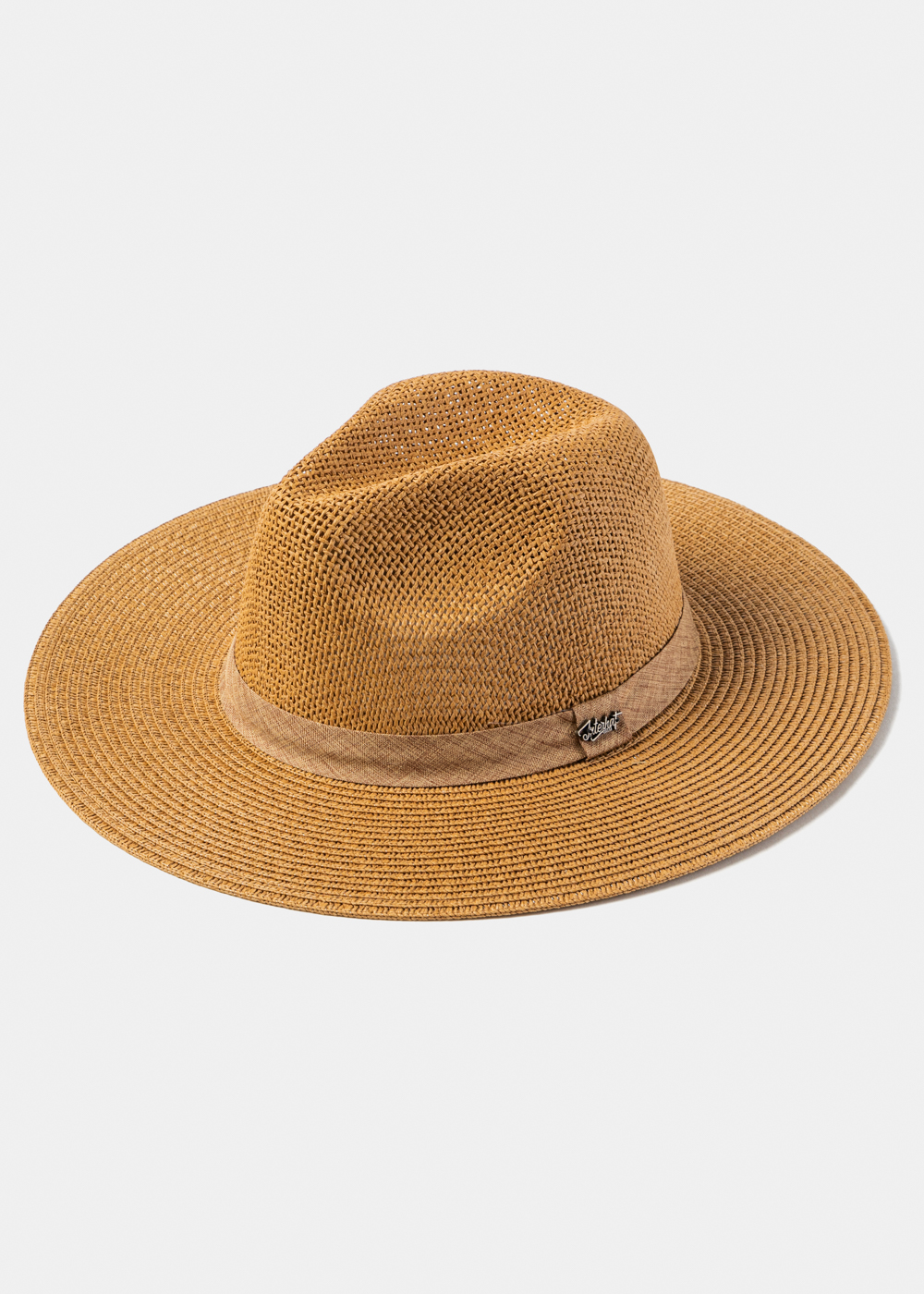 Brown Panama Style Hat w/ Hatband in Tone