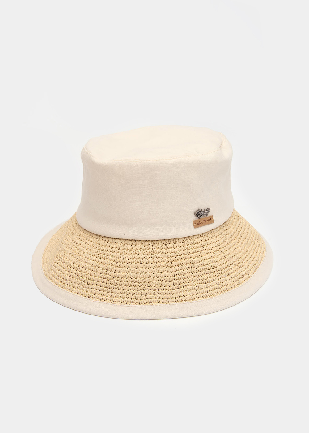 Ecru Bucket Cotton & Straw Hat 