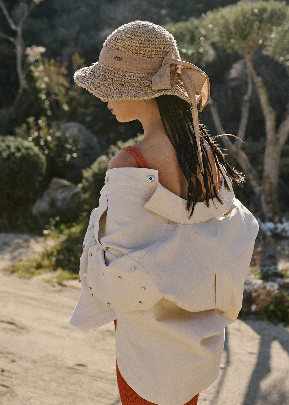 Brown Straw Hat w/ Brown Ribbon