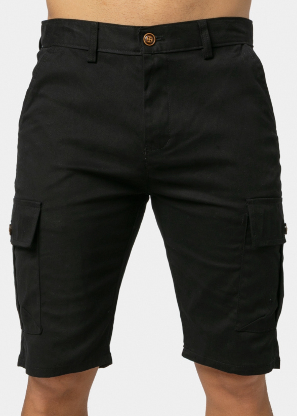 Black Cotton Cargo Shorts