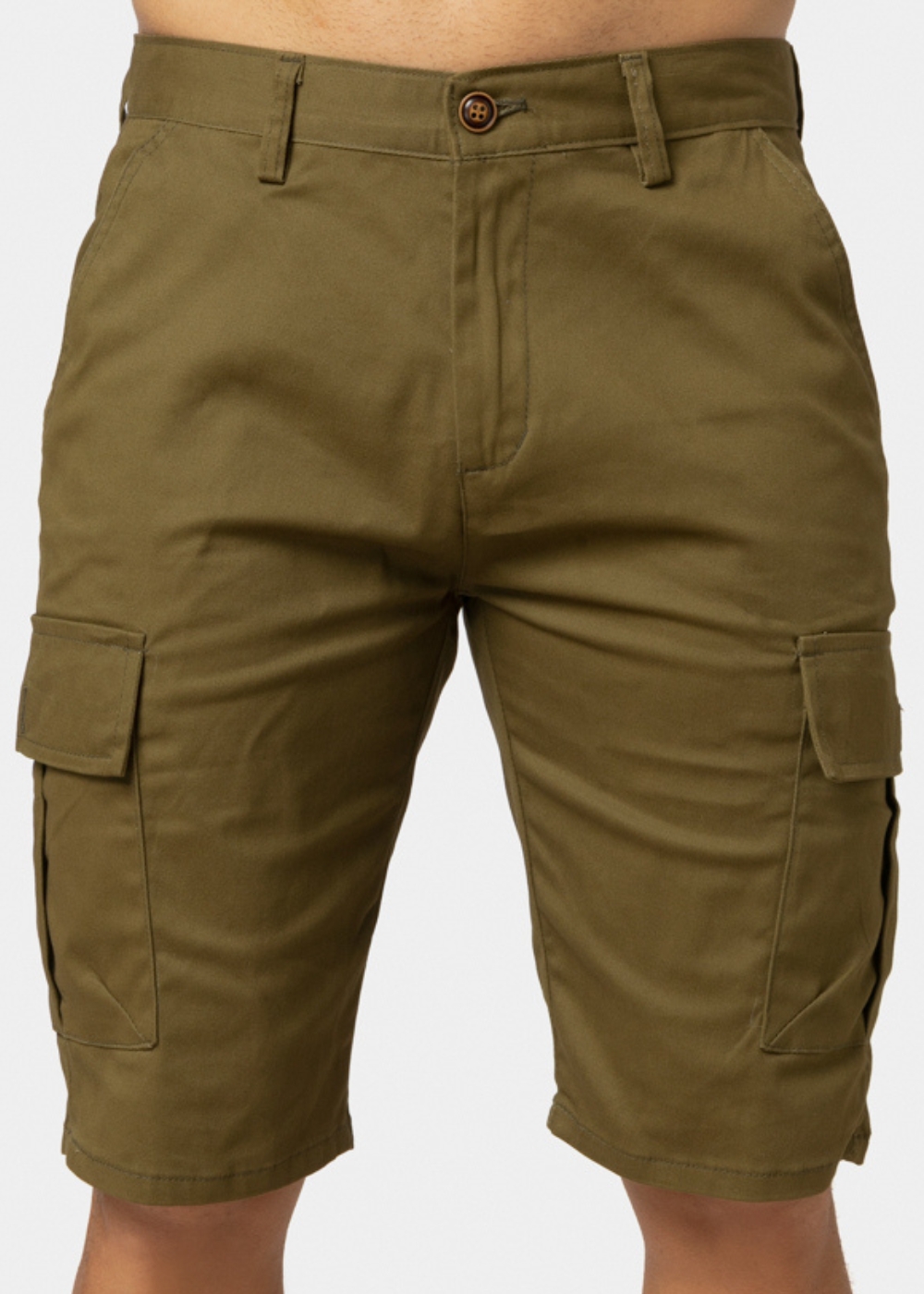 Khaki Cotton Cargo Shorts