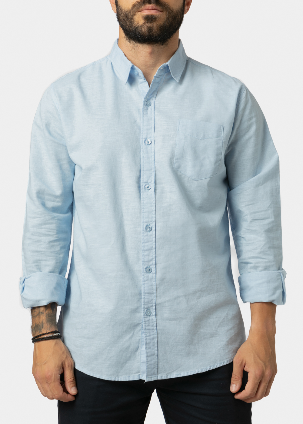 Linen - Cotton Light Blue Classic Shirt
