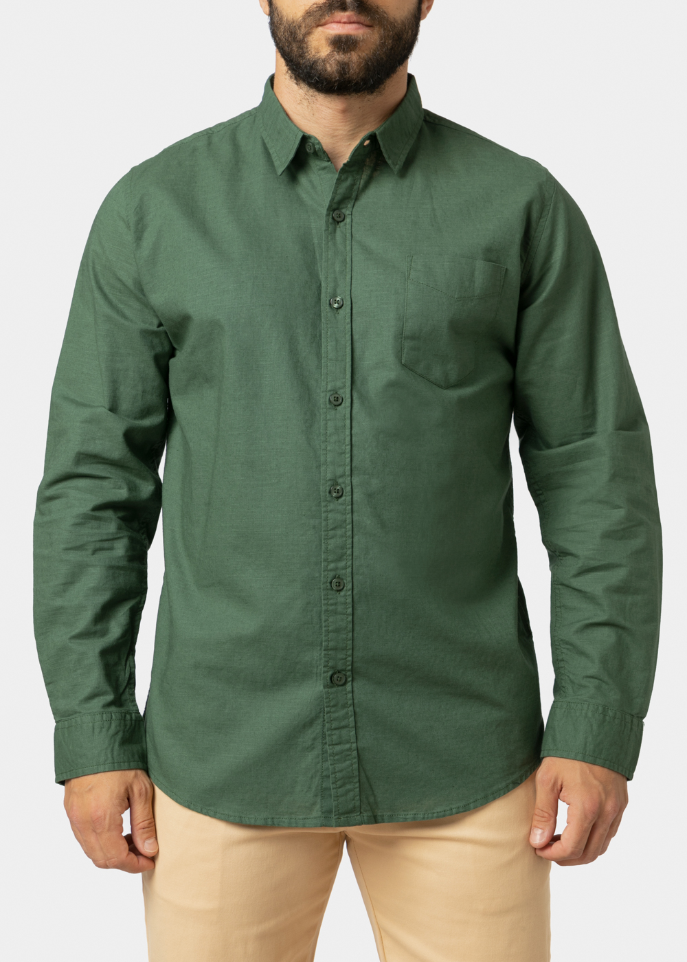 Linen - Cotton Khaki Classic Shirt
