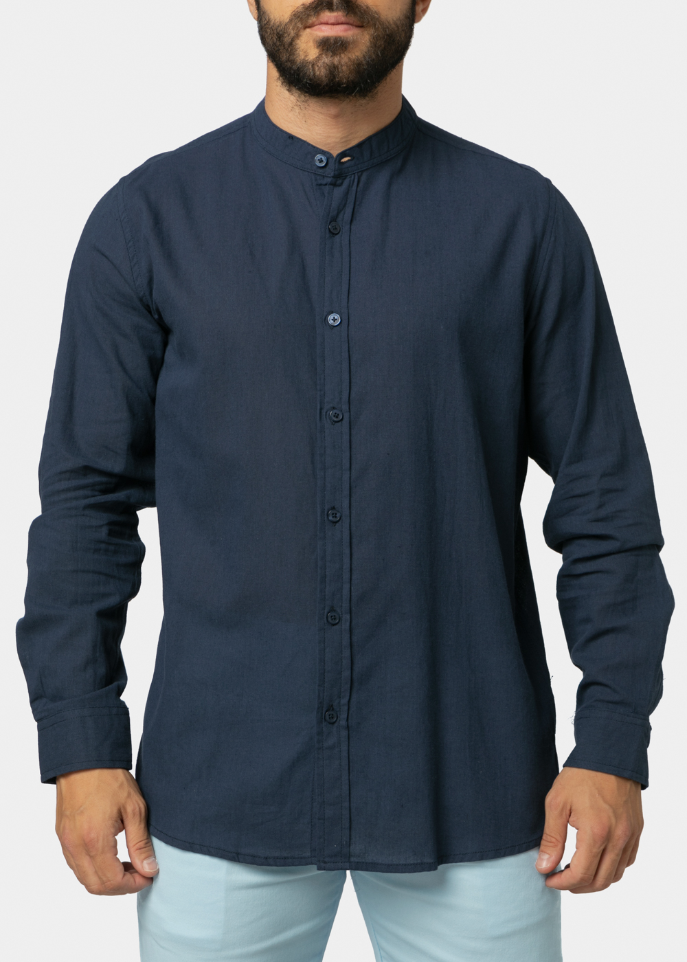 Navy Blue Mao Shirt 