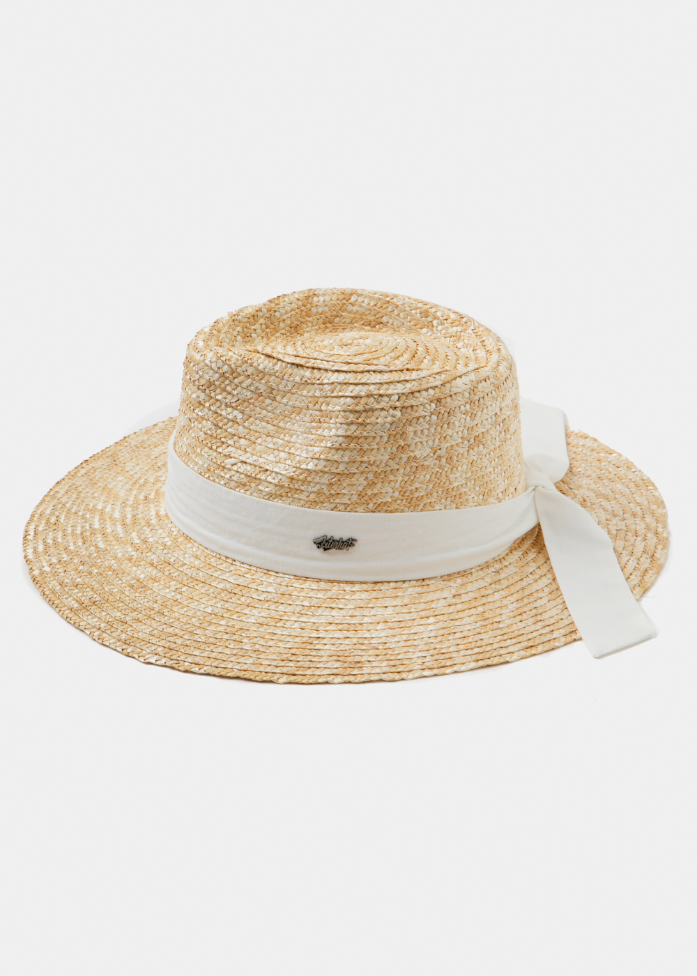 Handmade Natural Straw Panama Style Hat w/ cream ribbon