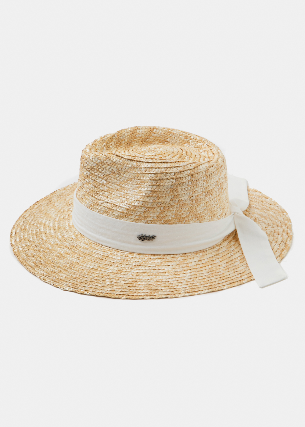 Handmade Natural Straw Panama Style Hat w/ cream ribbon