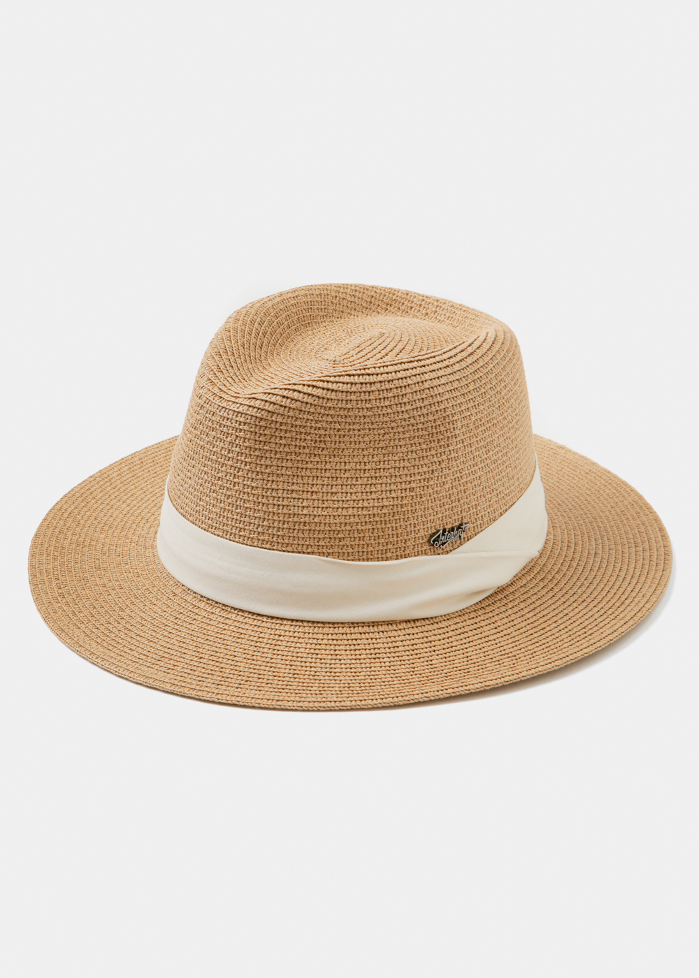 Brown Panama Style Hat w/ cream hatband