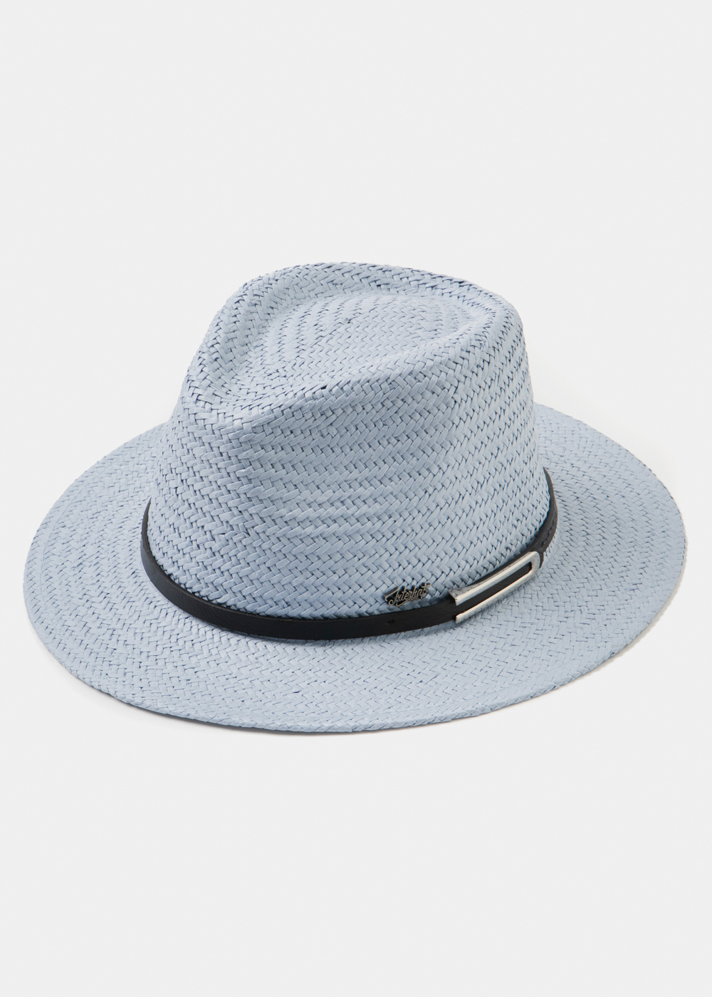 Light Blue Panama Style Hat w/ black leather belt