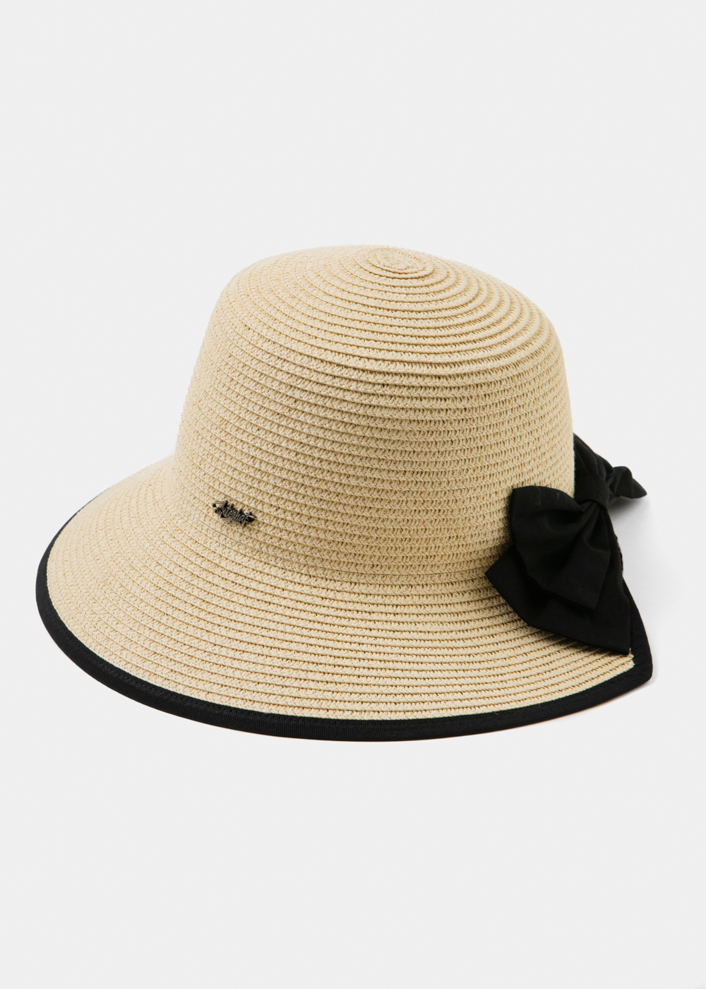 Cut Straw Hat w/ black bow