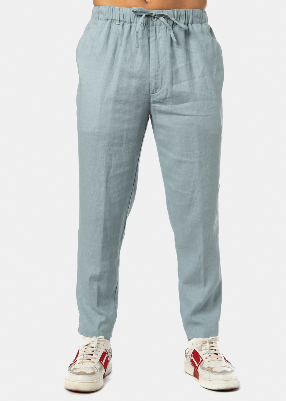 100% Linen Blue-Grey Long Pants