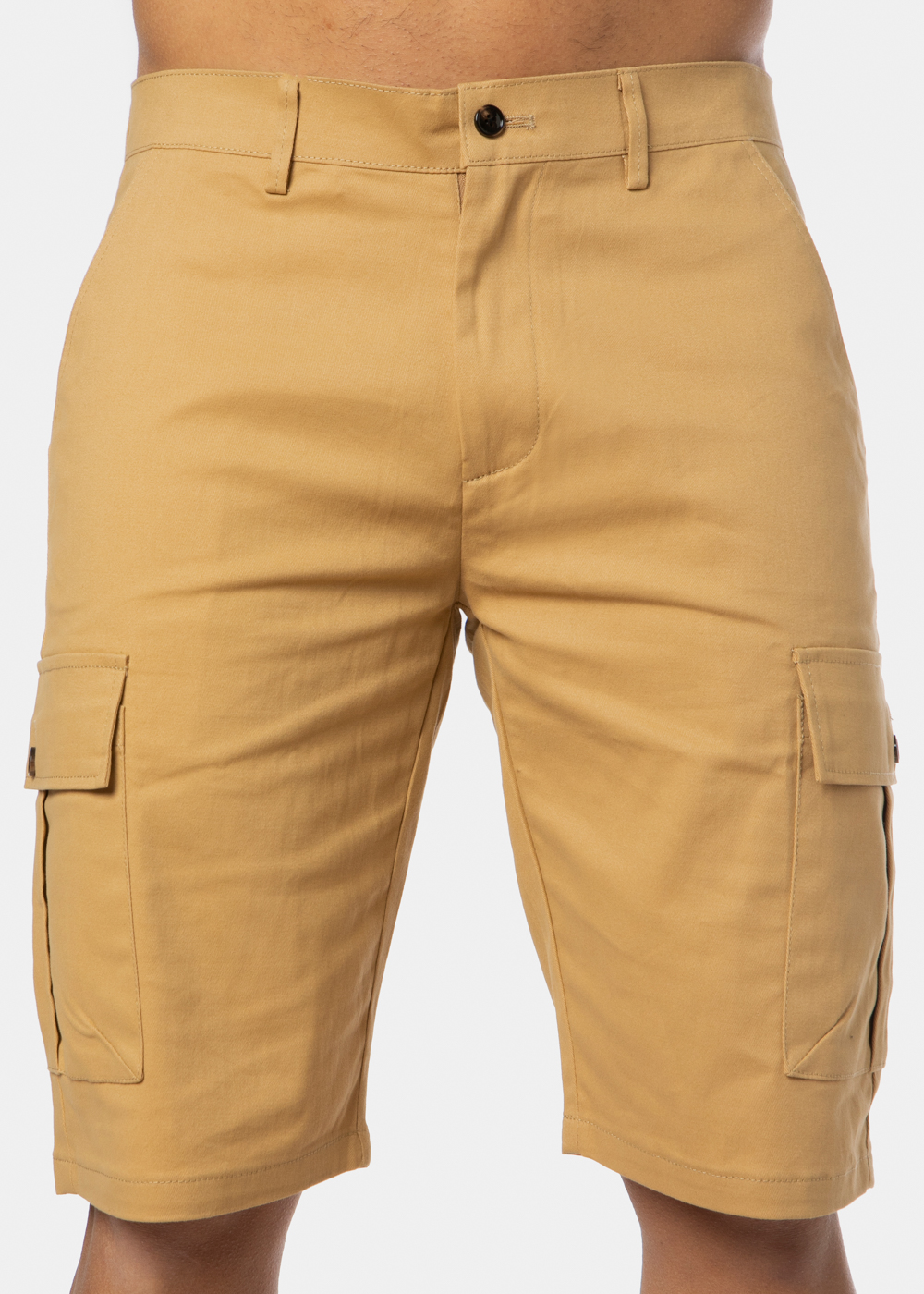Beige Cotton Cargo Shorts