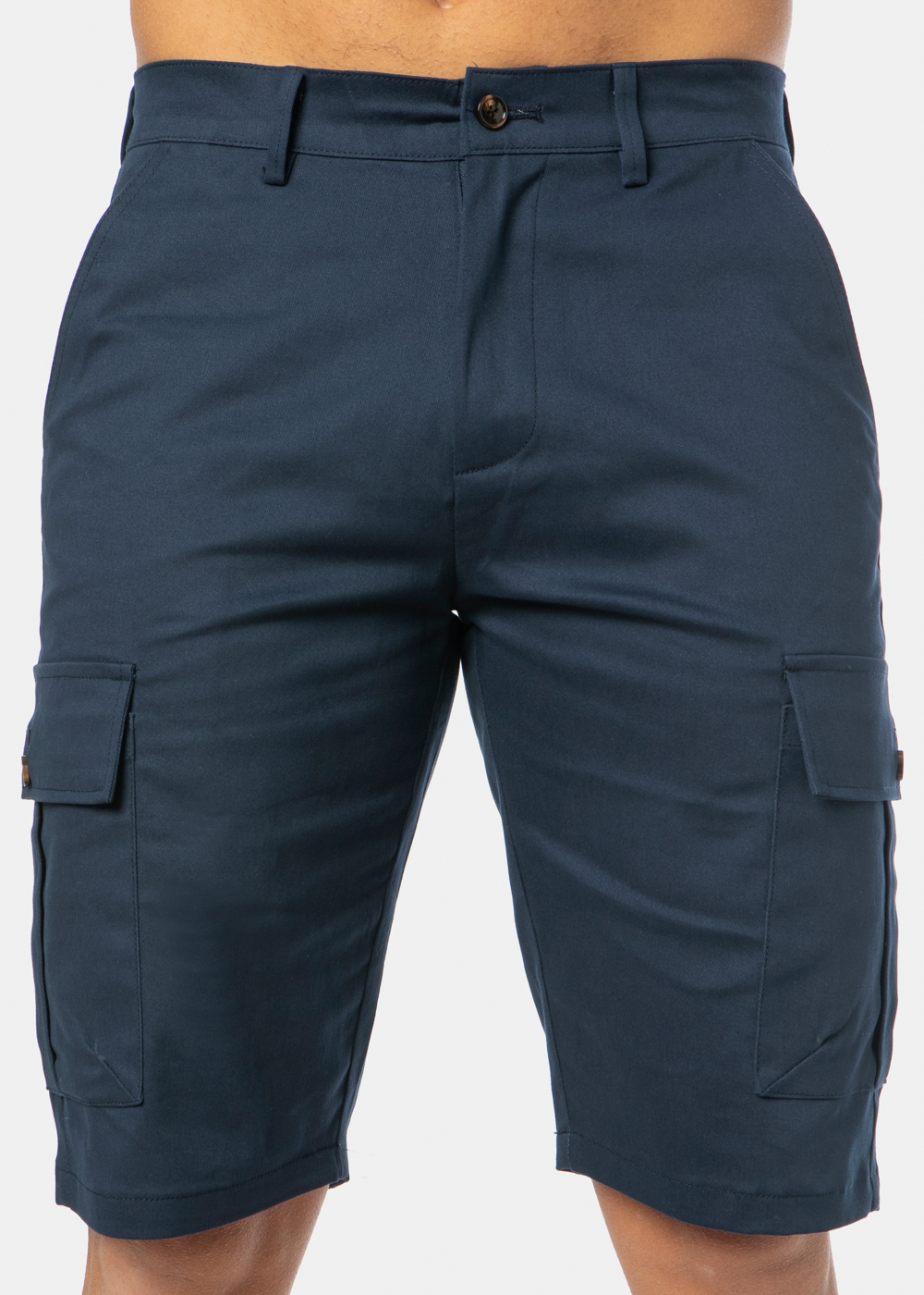 Navy Blue Cotton Cargo Shorts