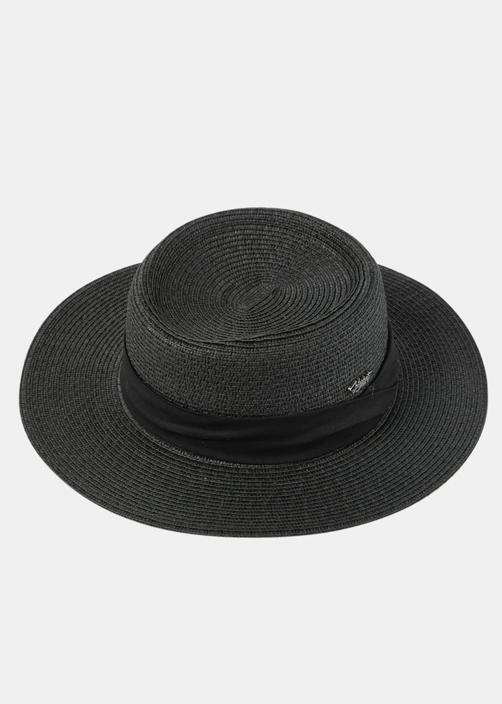 Black Boater Hat w/ Black Ribbon