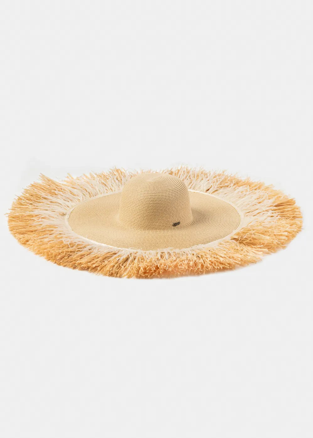 Beige Exclusive Hat w/ Natural Wheat & Ostrich Feathers
