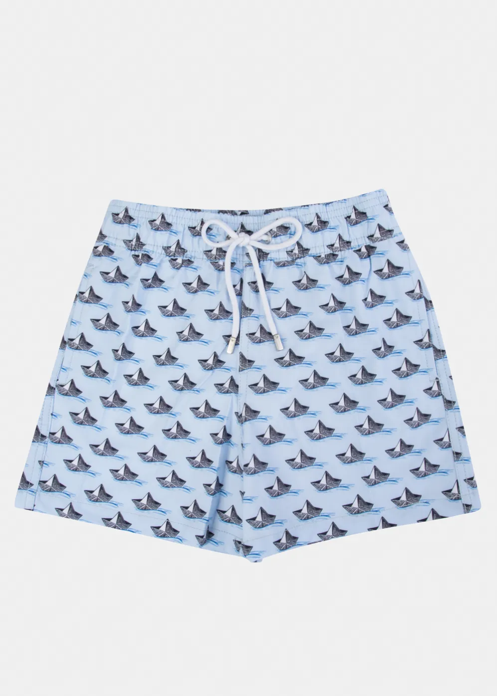 Light Blue Boys Swimwear w/ Paper Boats Print