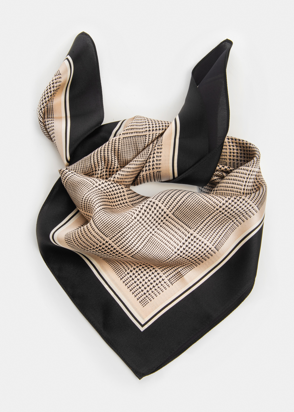 Checkered Print Silk Scarf