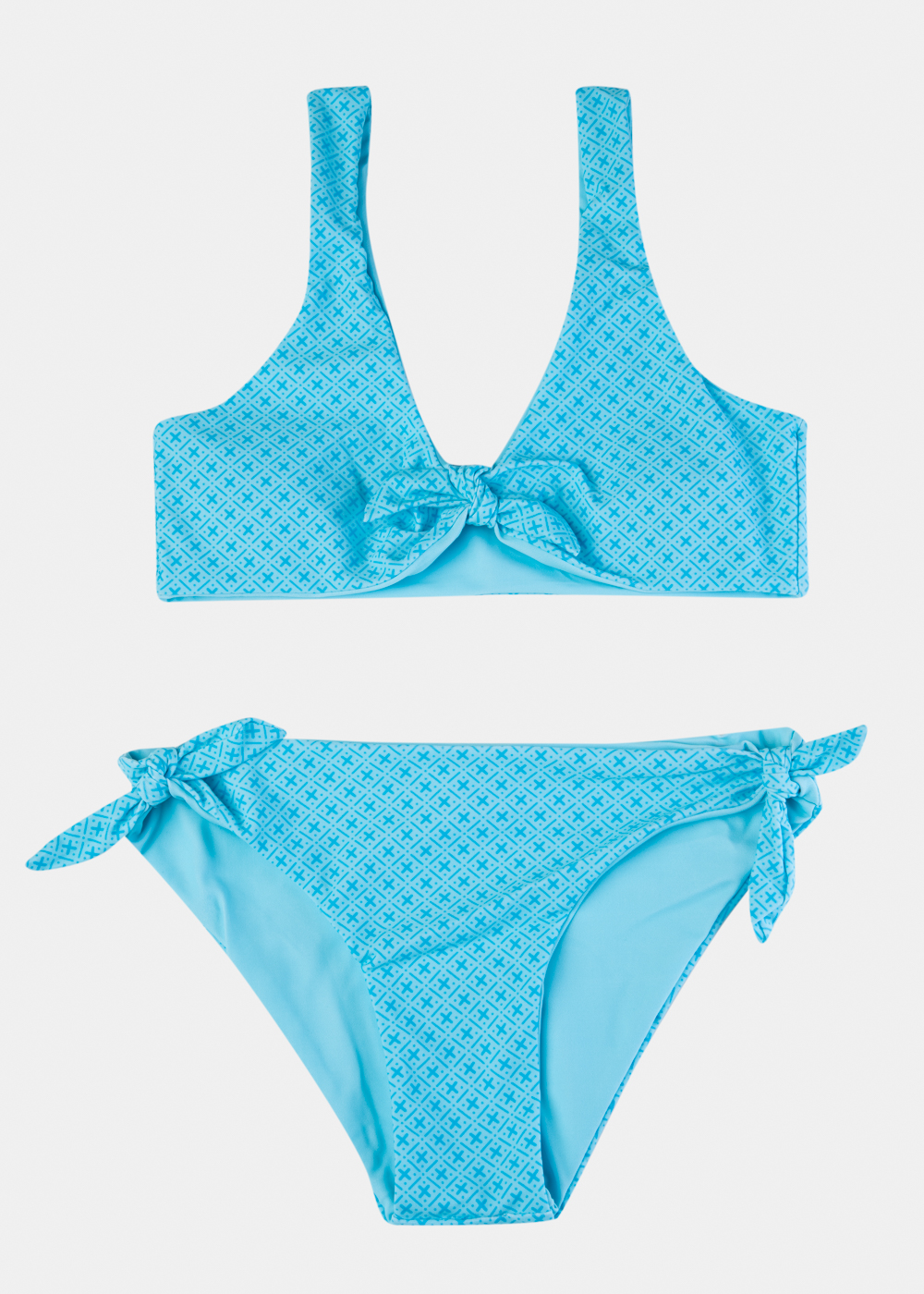 Girls Printed High Waisted Bikini Swimwear - Blue