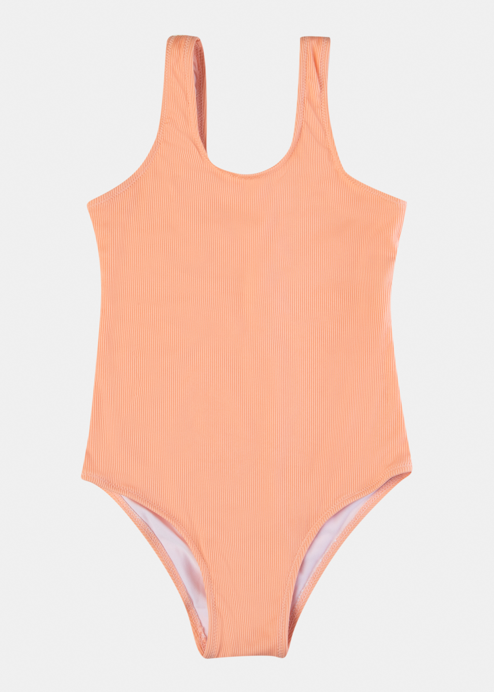 Girls Ribbed Low Back One-piece Swimwear - Peach