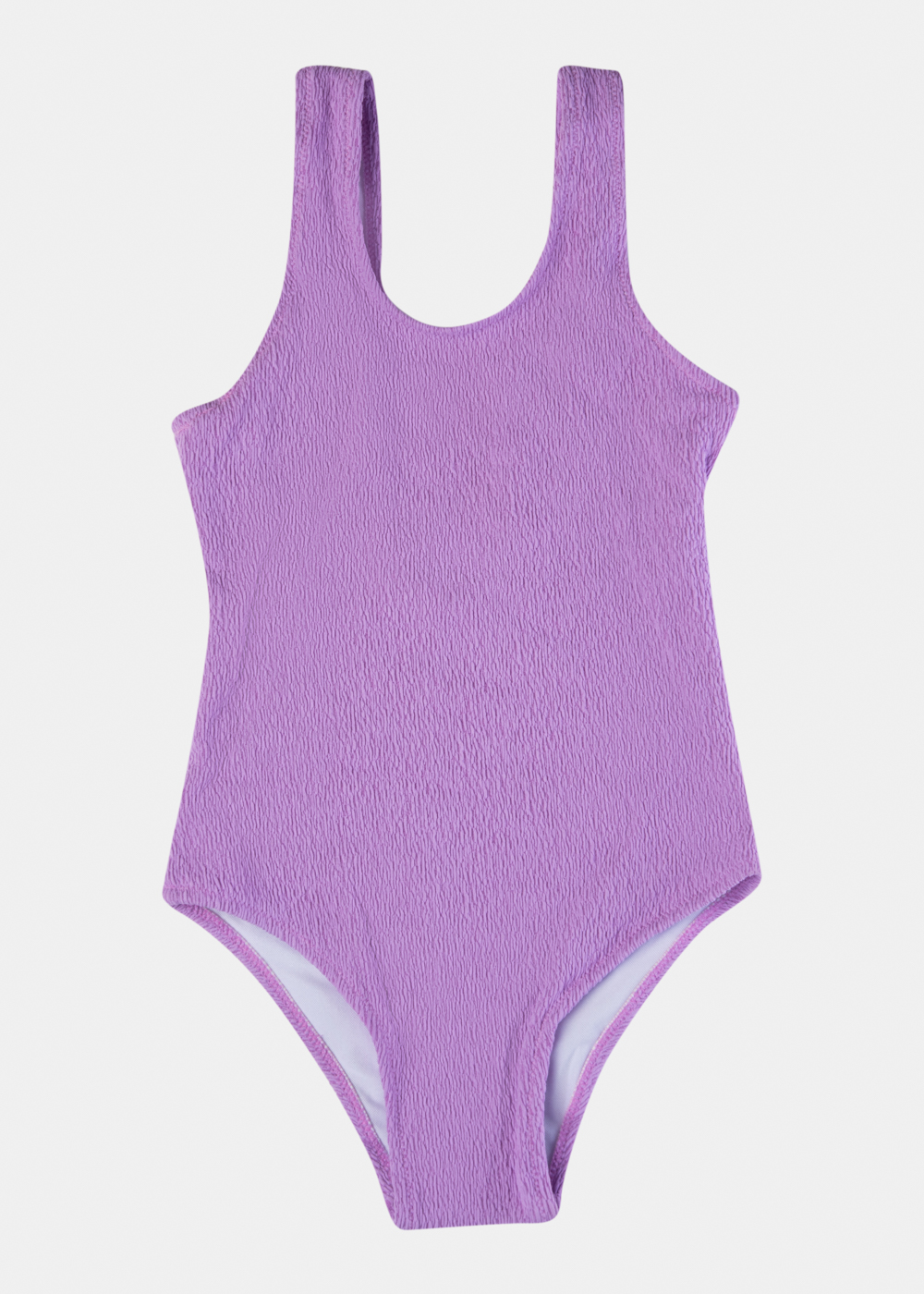 Girls Crinkled Low Back One-piece Swimwear - Lilac