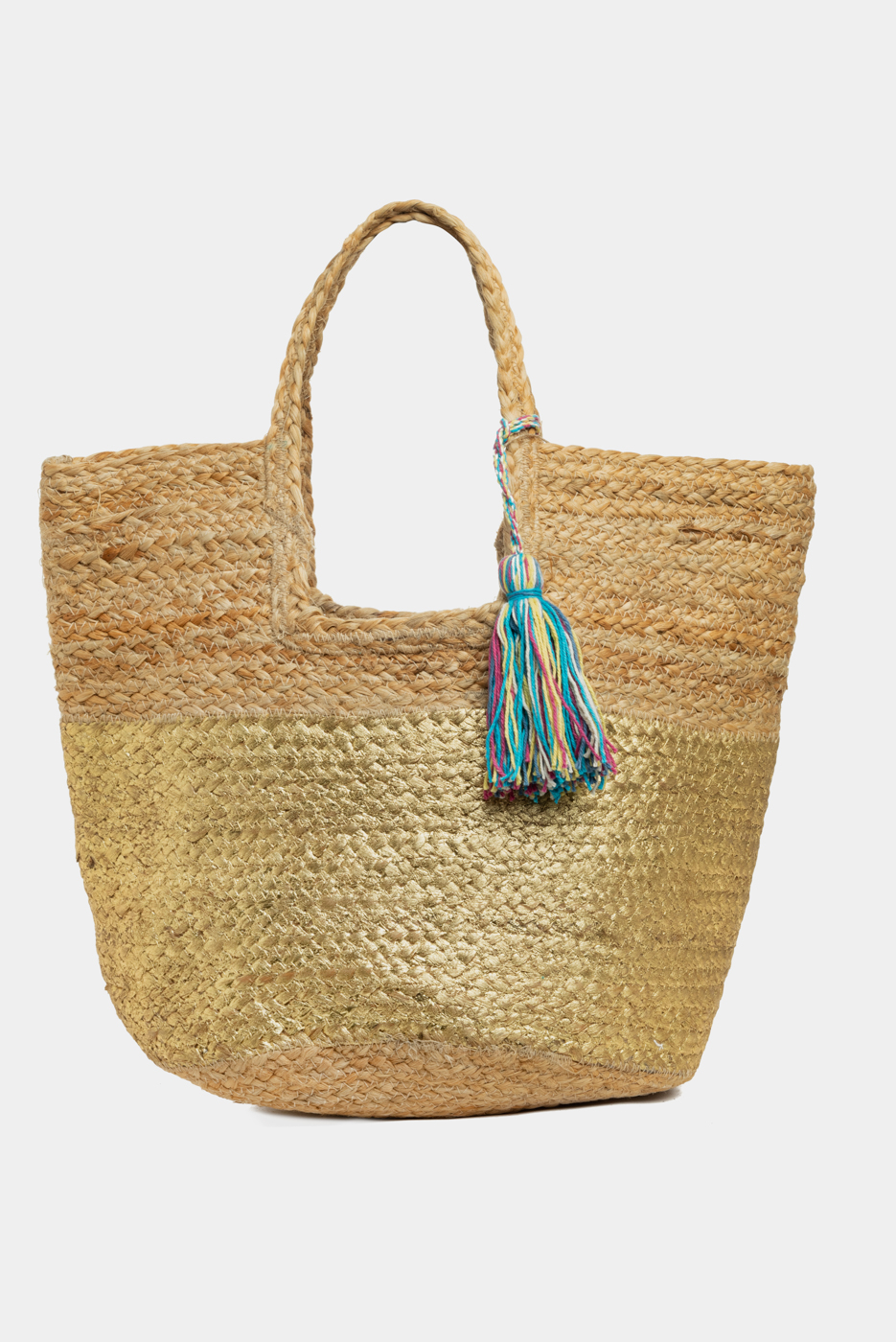 Jute Beach Bag w/ Gold Design
