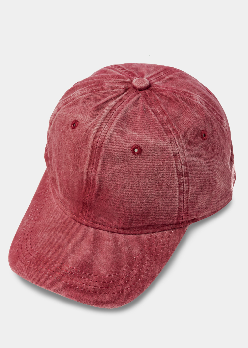 Washed Cotton Twill Cap - Burgundy