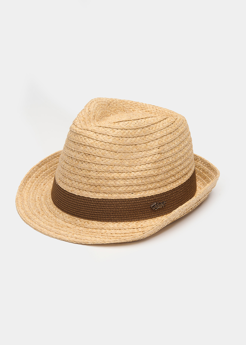 Raffia Fedora with Brown Detail