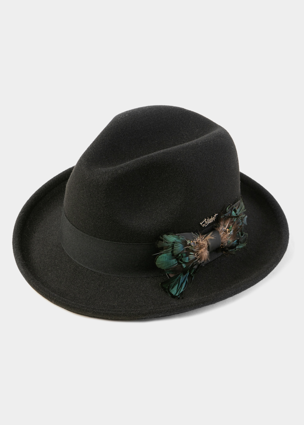 Black Winter Hat w/ Black Hatband and Feathers