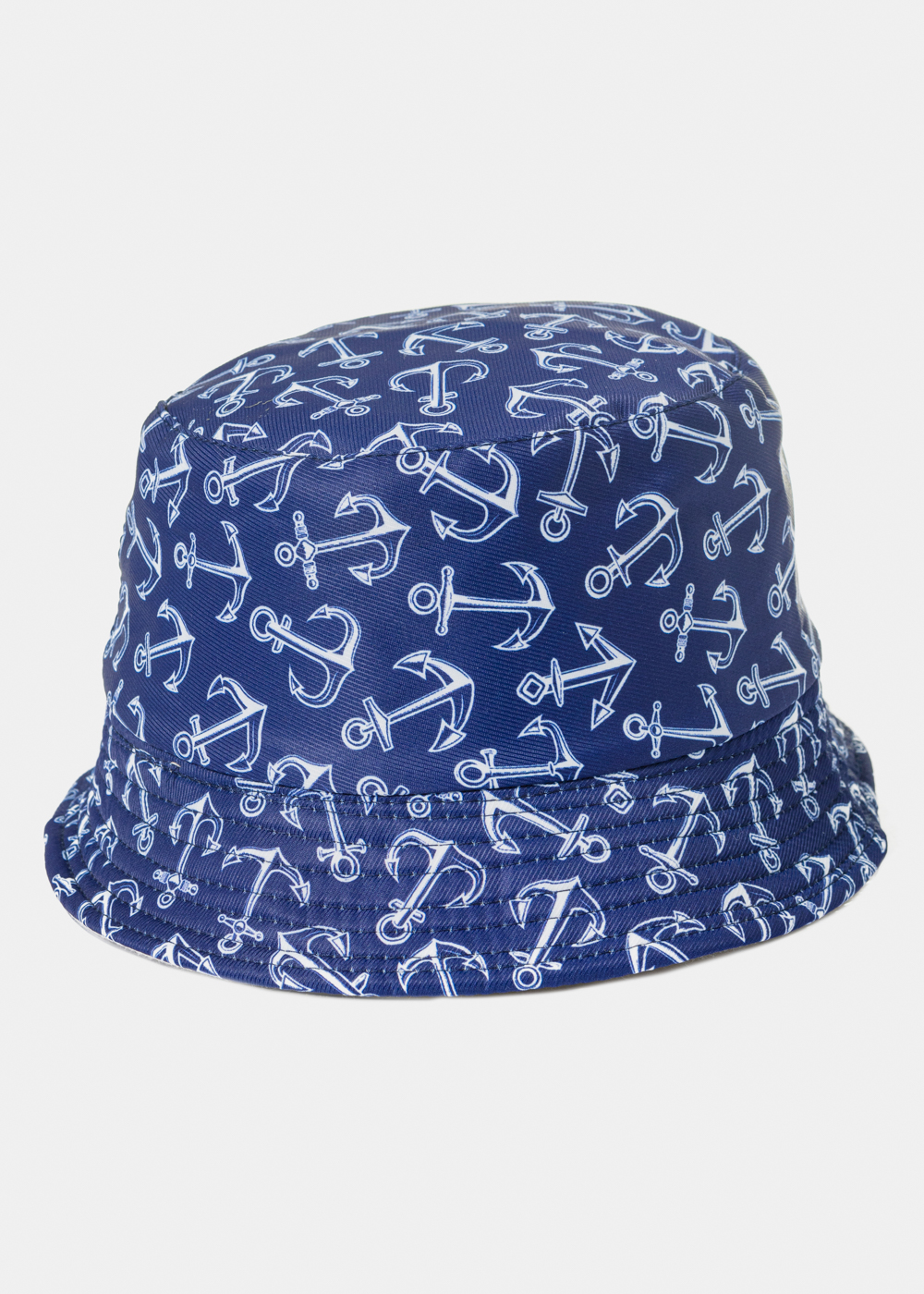 Kids Double-Faced Bucket Hat Anchor Pattern & Beige